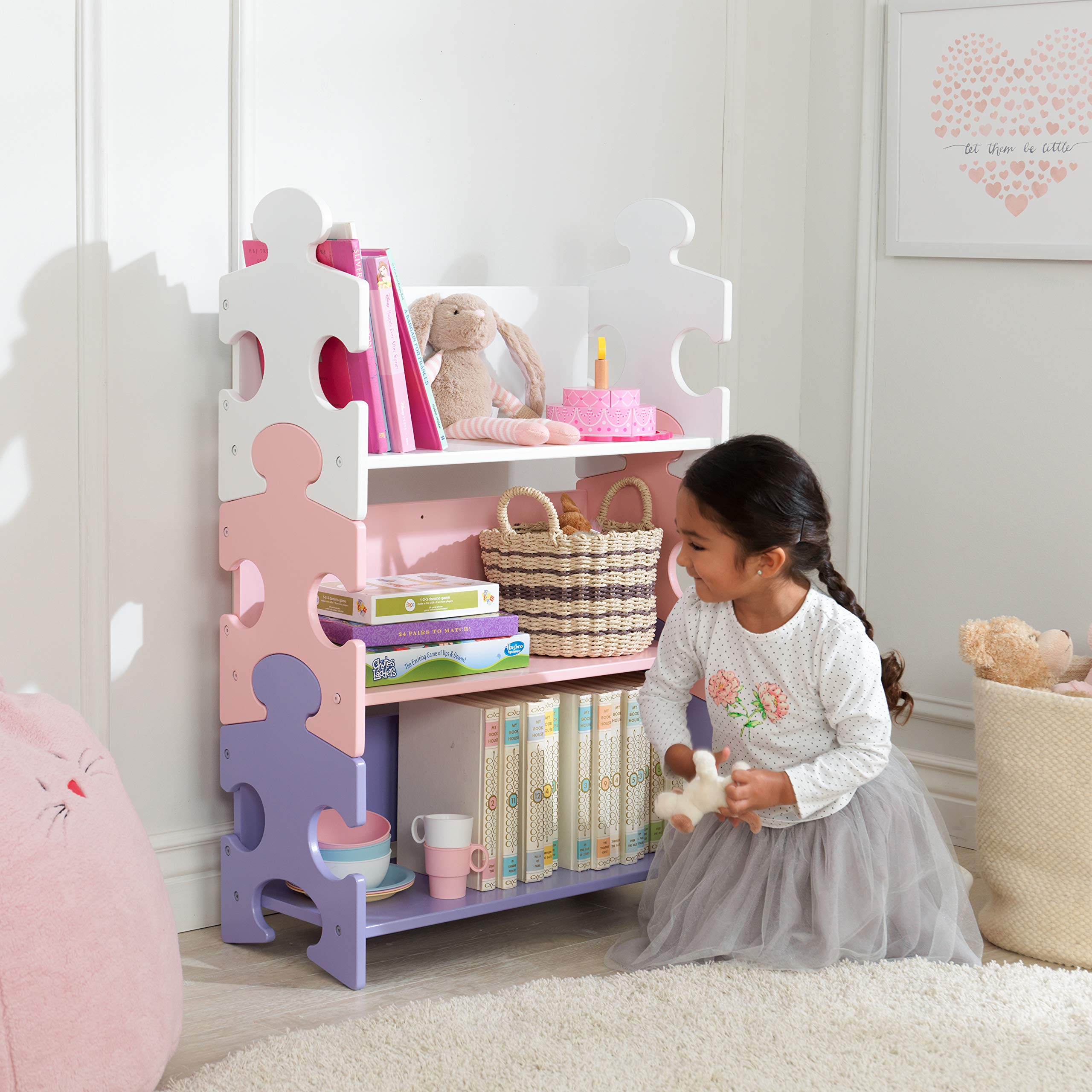 Amazon.co.jp: KidKraft 木製パズルピースブックケース 3つの棚付き